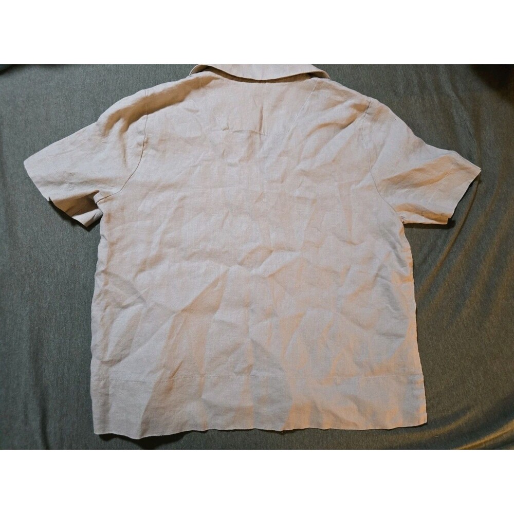 Quince 100% Organic Linen Short Sleeve Button Down Shirt XS Khaki Beige - Picture 7 of 7
